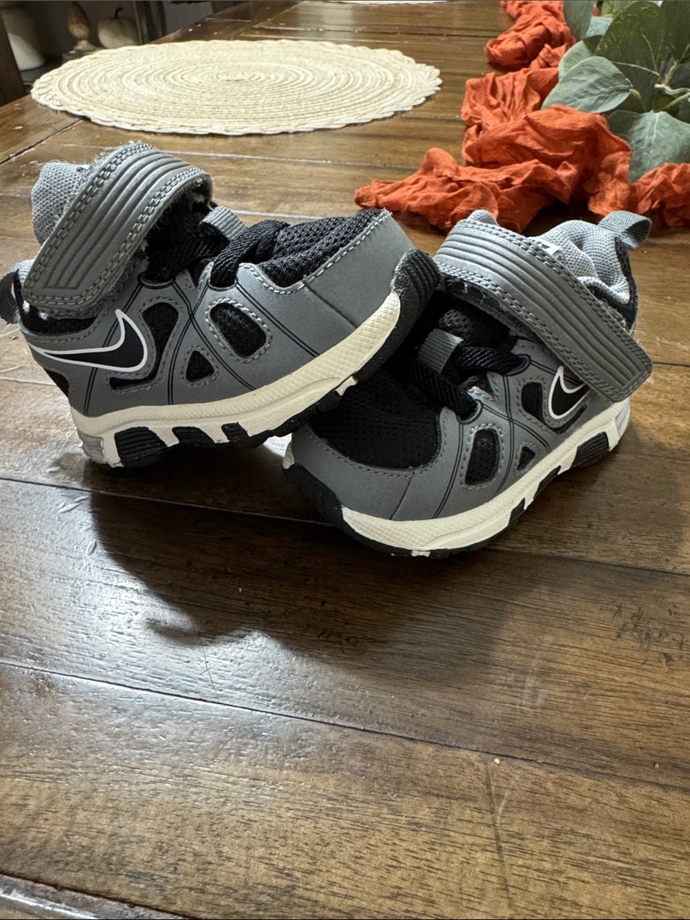 3C Nike Baby Black and Gray Athletic Velcro Sneakers